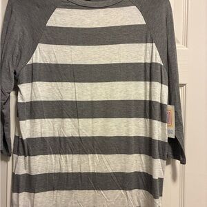 LuLaRoe Gray and White Striped Randy NWT Size L
